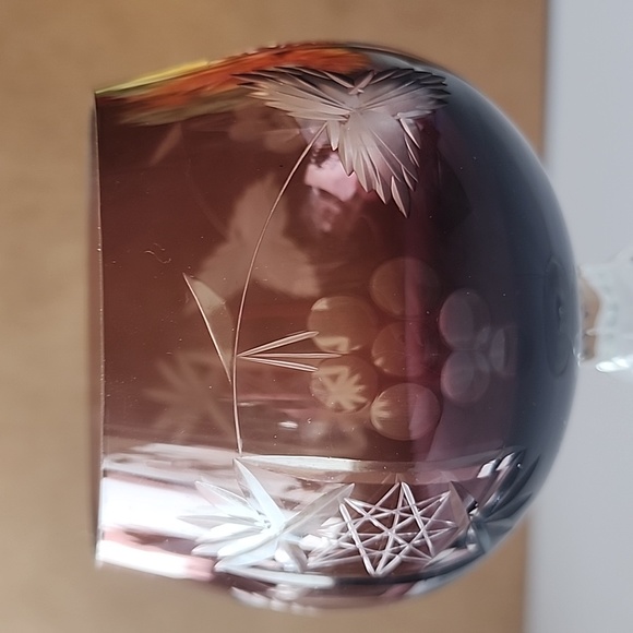 Ruby Red Crystal Etched Wine Hock Goblet. Champagne/Water/Wine Glass. - Picture 5 of 12